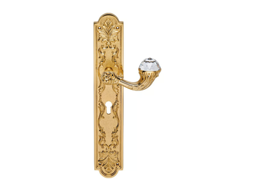 BRILLIANT CRYSTAL - Louis XIV brass door handle with Swarovski® Crystals on back plate by LINEA CALI' - view 2